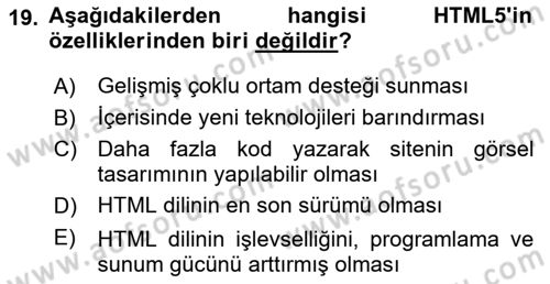 Web’de Telif Hakları ve Etik Dersi 2023 - 2024 Yılı (Vize) Ara Sınav Soruları 19. Soru