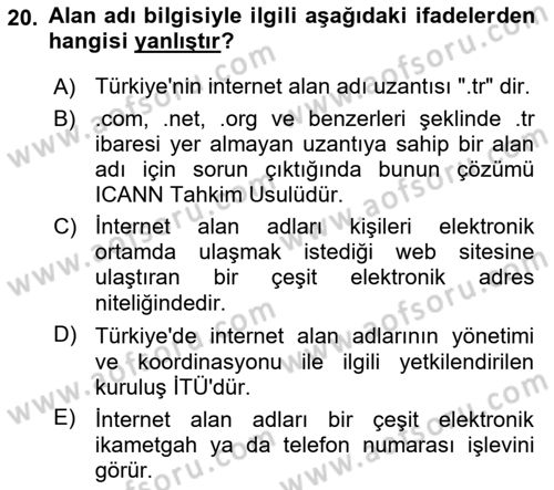 Web’de Telif Hakları ve Etik Dersi 2023 - 2024 Yılı (Final) Dönem Sonu Sınav Soruları 20. Soru