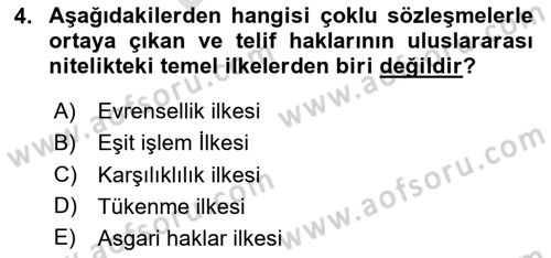 Web’de Telif Hakları ve Etik Dersi 2023 - 2024 Yılı (Final) Dönem Sonu Sınav Soruları 4. Soru