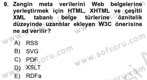 Web’de Telif Hakları ve Etik Dersi 2023 - 2024 Yılı (Final) Dönem Sonu Sınav Soruları 9. Soru