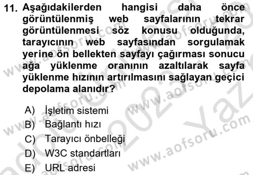 Web’de Telif Hakları ve Etik Dersi 2023 - 2024 Yılı Yaz Okulu Sınav Soruları 11. Soru