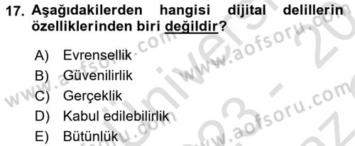 Web’de Telif Hakları ve Etik Dersi 2023 - 2024 Yılı Yaz Okulu Sınav Soruları 17. Soru
