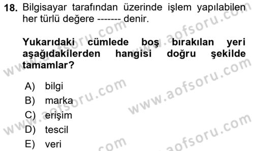 Web’de Telif Hakları ve Etik Dersi 2023 - 2024 Yılı Yaz Okulu Sınav Soruları 18. Soru