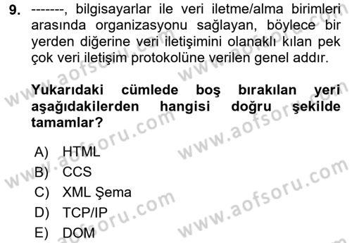 Web’de Telif Hakları ve Etik Dersi 2023 - 2024 Yılı Yaz Okulu Sınav Soruları 9. Soru