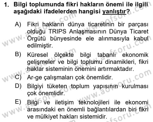 Web’de Telif Hakları ve Etik Dersi 2024 - 2025 Yılı (Vize) Ara Sınav Soruları 1. Soru