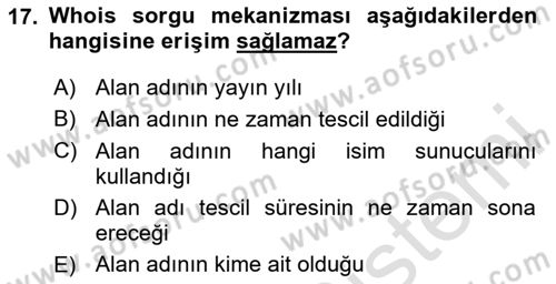 Web’de Telif Hakları ve Etik Dersi 2024 - 2025 Yılı (Vize) Ara Sınav Soruları 17. Soru