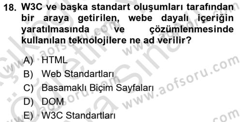 Web’de Telif Hakları ve Etik Dersi 2024 - 2025 Yılı (Vize) Ara Sınav Soruları 18. Soru