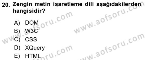 Web’de Telif Hakları ve Etik Dersi 2024 - 2025 Yılı (Vize) Ara Sınav Soruları 20. Soru