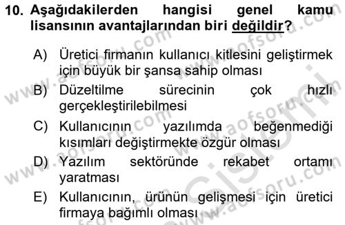 Web’de Telif Hakları ve Etik Dersi 2024 - 2025 Yılı (Final) Dönem Sonu Sınav Soruları 10. Soru