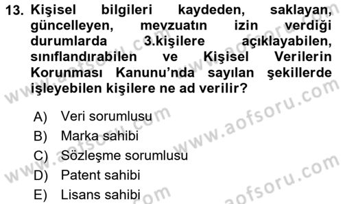 Web’de Telif Hakları ve Etik Dersi 2024 - 2025 Yılı (Final) Dönem Sonu Sınav Soruları 13. Soru