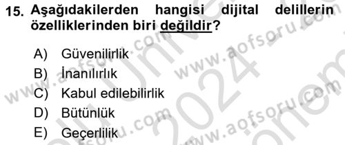 Web’de Telif Hakları ve Etik Dersi 2024 - 2025 Yılı (Final) Dönem Sonu Sınav Soruları 15. Soru