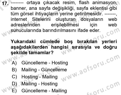 Web’de Telif Hakları ve Etik Dersi 2024 - 2025 Yılı Yaz Okulu Sınav Soruları 17. Soru