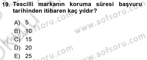 Web’de Telif Hakları ve Etik Dersi 2024 - 2025 Yılı Yaz Okulu Sınav Soruları 19. Soru