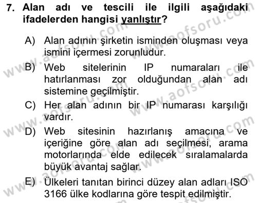 Web’de Telif Hakları ve Etik Dersi 2024 - 2025 Yılı Yaz Okulu Sınav Soruları 7. Soru