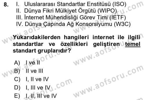 Web’de Telif Hakları ve Etik Dersi 2024 - 2025 Yılı Yaz Okulu Sınav Soruları 8. Soru