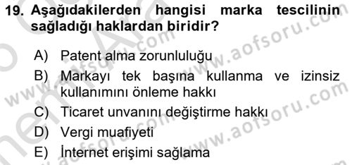Web’de Telif Hakları ve Etik Dersi 2025 - 2026 Yılı (Vize) Ara Sınav Soruları 19. Soru
