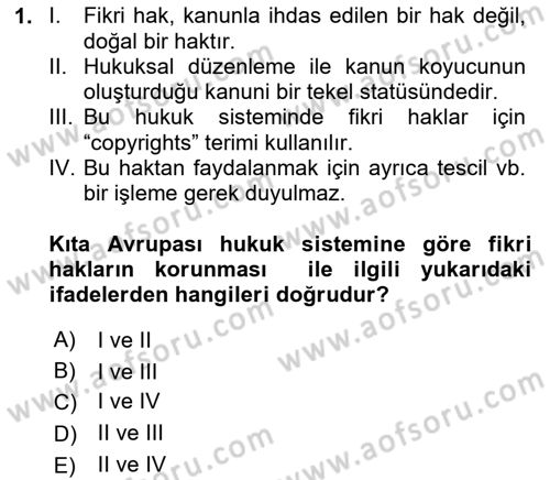 Web’de Telif Hakları ve Etik Dersi 2025 - 2026 Yılı (Final) Dönem Sonu Sınav Soruları 1. Soru