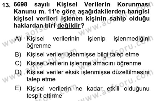 Web’de Telif Hakları ve Etik Dersi 2025 - 2026 Yılı (Final) Dönem Sonu Sınav Soruları 13. Soru