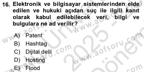 Web’de Telif Hakları ve Etik Dersi 2025 - 2026 Yılı (Final) Dönem Sonu Sınav Soruları 16. Soru