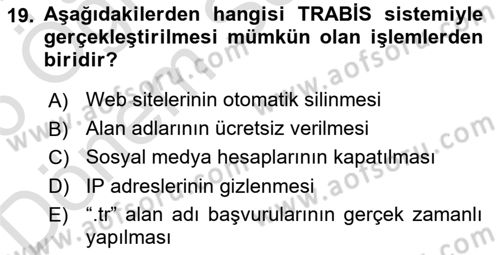 Web’de Telif Hakları ve Etik Dersi 2025 - 2026 Yılı (Final) Dönem Sonu Sınav Soruları 19. Soru