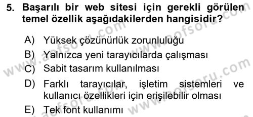 Web’de Telif Hakları ve Etik Dersi 2025 - 2026 Yılı (Final) Dönem Sonu Sınav Soruları 5. Soru