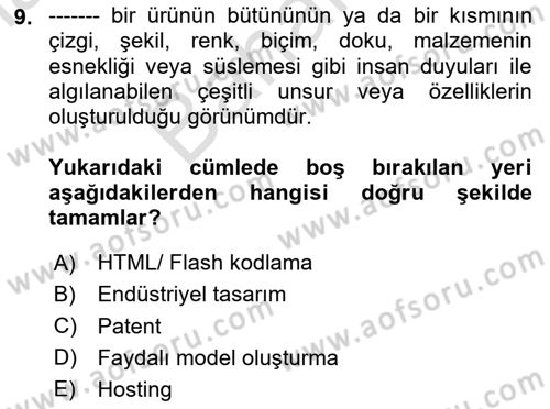 Web’de Telif Hakları ve Etik Dersi 2025 - 2026 Yılı (Final) Dönem Sonu Sınav Soruları 9. Soru