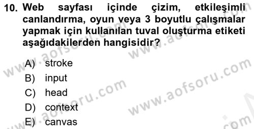 Web Tabanlı Kodlama Dersi 2017 - 2018 Yılı 3 Ders Sınav Soruları 10. Soru