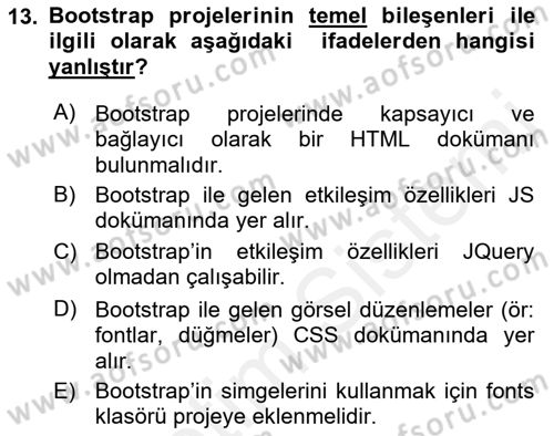 Web Tabanlı Kodlama Dersi 2017 - 2018 Yılı 3 Ders Sınav Soruları 13. Soru