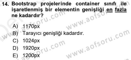 Web Tabanlı Kodlama Dersi 2017 - 2018 Yılı 3 Ders Sınav Soruları 14. Soru