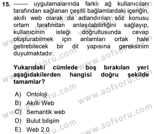 Web Tabanlı Kodlama Dersi 2017 - 2018 Yılı 3 Ders Sınav Soruları 15. Soru