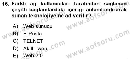 Web Tabanlı Kodlama Dersi 2017 - 2018 Yılı 3 Ders Sınav Soruları 16. Soru