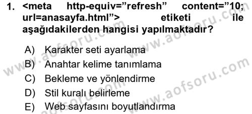 Web Tabanlı Kodlama Dersi 2017 - 2018 Yılı (Vize) Ara Sınav Soruları 1. Soru