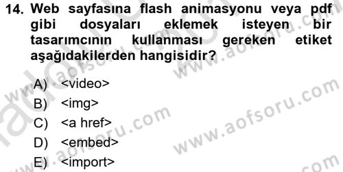 Web Tabanlı Kodlama Dersi 2017 - 2018 Yılı (Vize) Ara Sınav Soruları 14. Soru