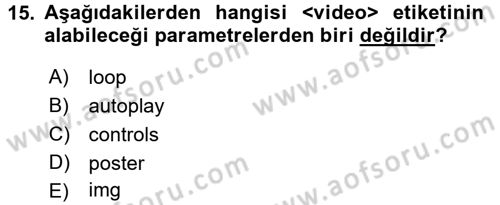 Web Tabanlı Kodlama Dersi 2017 - 2018 Yılı (Vize) Ara Sınav Soruları 15. Soru