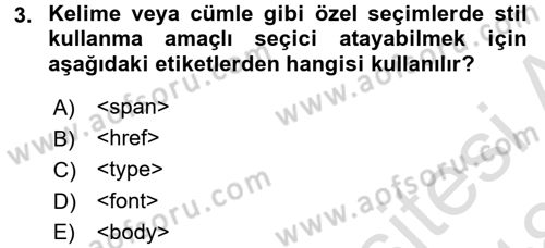 Web Tabanlı Kodlama Dersi 2017 - 2018 Yılı (Vize) Ara Sınav Soruları 3. Soru