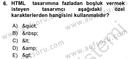 Web Tabanlı Kodlama Dersi 2017 - 2018 Yılı (Vize) Ara Sınav Soruları 6. Soru