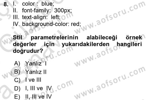 Web Tabanlı Kodlama Dersi 2017 - 2018 Yılı (Vize) Ara Sınav Soruları 8. Soru
