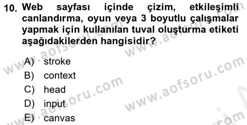Web Tabanlı Kodlama Dersi 2017 - 2018 Yılı (Final) Dönem Sonu Sınav Soruları 10. Soru