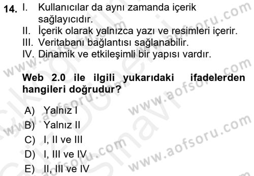 Web Tabanlı Kodlama Dersi 2017 - 2018 Yılı (Final) Dönem Sonu Sınav Soruları 14. Soru