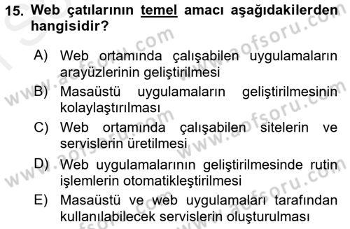 Web Tabanlı Kodlama Dersi 2017 - 2018 Yılı (Final) Dönem Sonu Sınav Soruları 15. Soru