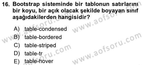 Web Tabanlı Kodlama Dersi 2017 - 2018 Yılı (Final) Dönem Sonu Sınav Soruları 16. Soru
