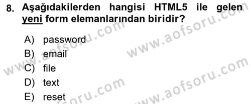 Web Tabanlı Kodlama Dersi 2017 - 2018 Yılı (Final) Dönem Sonu Sınav Soruları 8. Soru