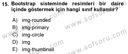 Web Tabanlı Kodlama Dersi 2018 - 2019 Yılı 3 Ders Sınav Soruları 15. Soru