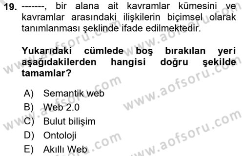Web Tabanlı Kodlama Dersi 2018 - 2019 Yılı 3 Ders Sınav Soruları 19. Soru