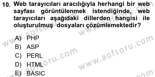 Web Tabanlı Kodlama Dersi 2018 - 2019 Yılı (Vize) Ara Sınav Soruları 10. Soru