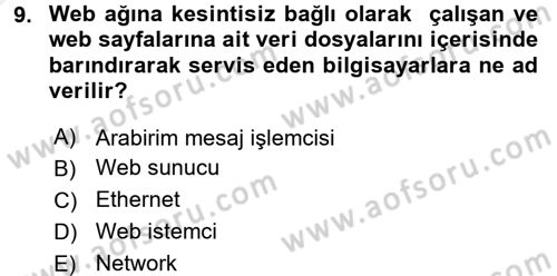 Web Tabanlı Kodlama Dersi 2018 - 2019 Yılı (Vize) Ara Sınav Soruları 9. Soru