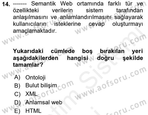 Web Tabanlı Kodlama Dersi 2018 - 2019 Yılı (Final) Dönem Sonu Sınav Soruları 14. Soru