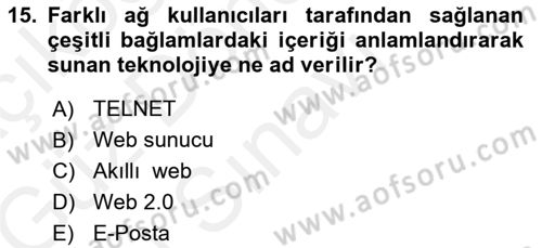Web Tabanlı Kodlama Dersi 2018 - 2019 Yılı (Final) Dönem Sonu Sınav Soruları 15. Soru