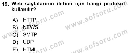 Web Tabanlı Kodlama Dersi 2018 - 2019 Yılı (Final) Dönem Sonu Sınav Soruları 19. Soru