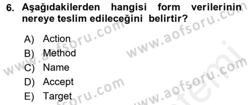 Web Tabanlı Kodlama Dersi 2018 - 2019 Yılı (Final) Dönem Sonu Sınav Soruları 6. Soru
